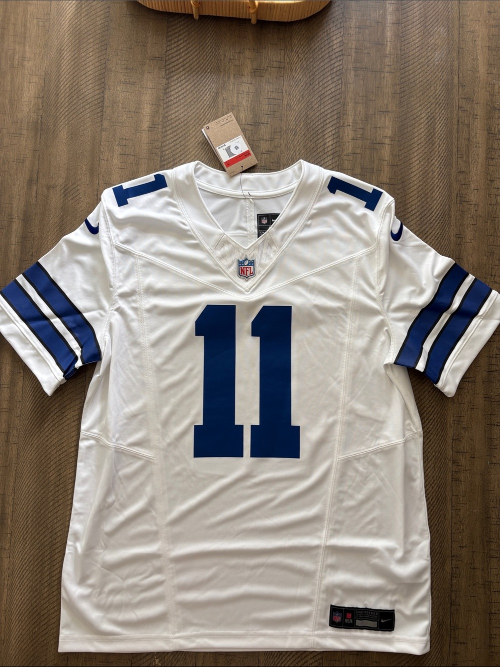 Nike White and Blue Men's Football Jersey - #11 Parsons NFL